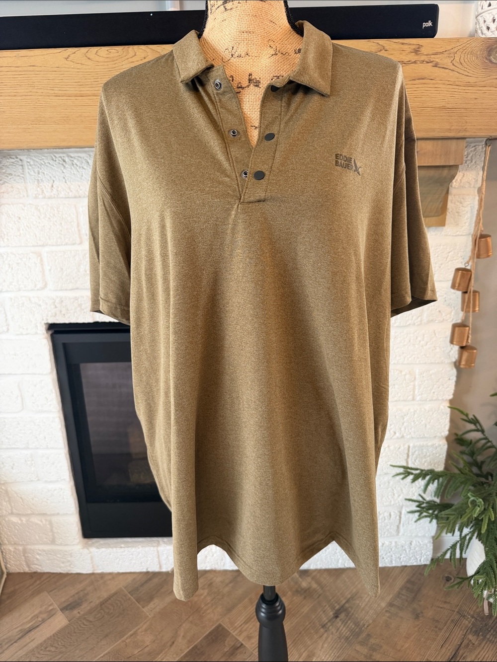Eddie Bauer Olive-Brown Short Sleeve Polo